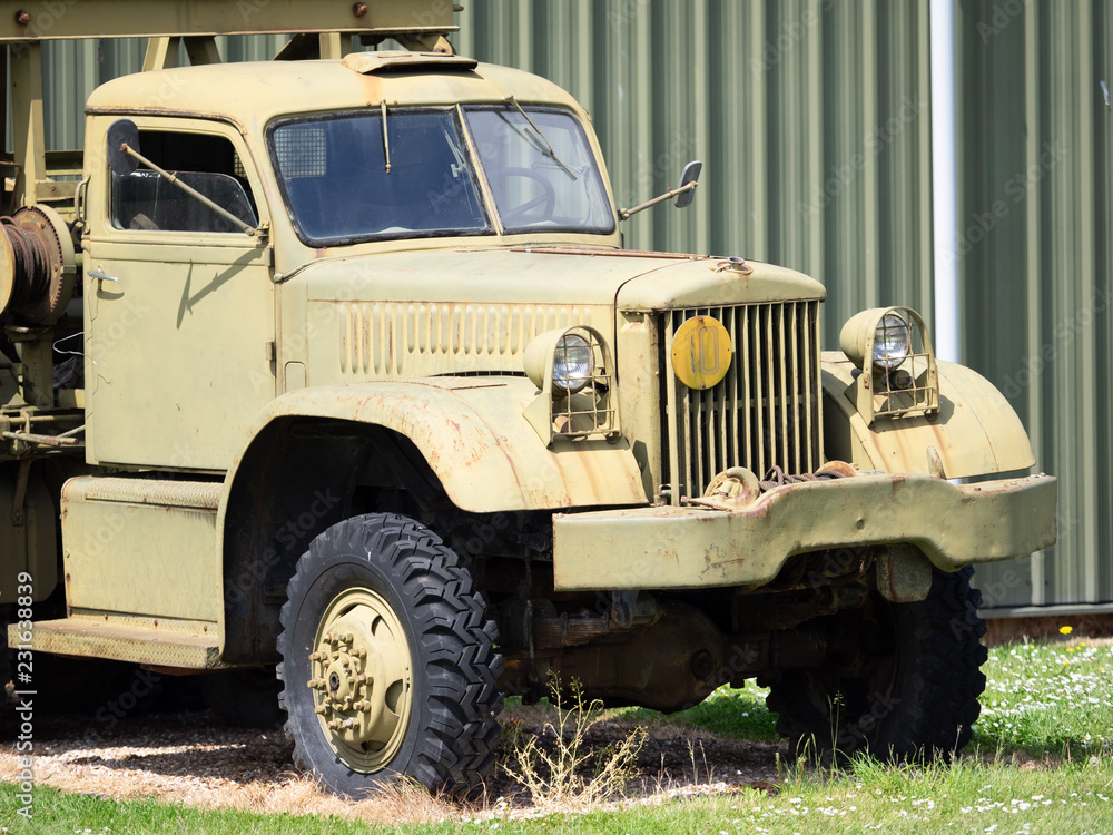 Old yellow military truck