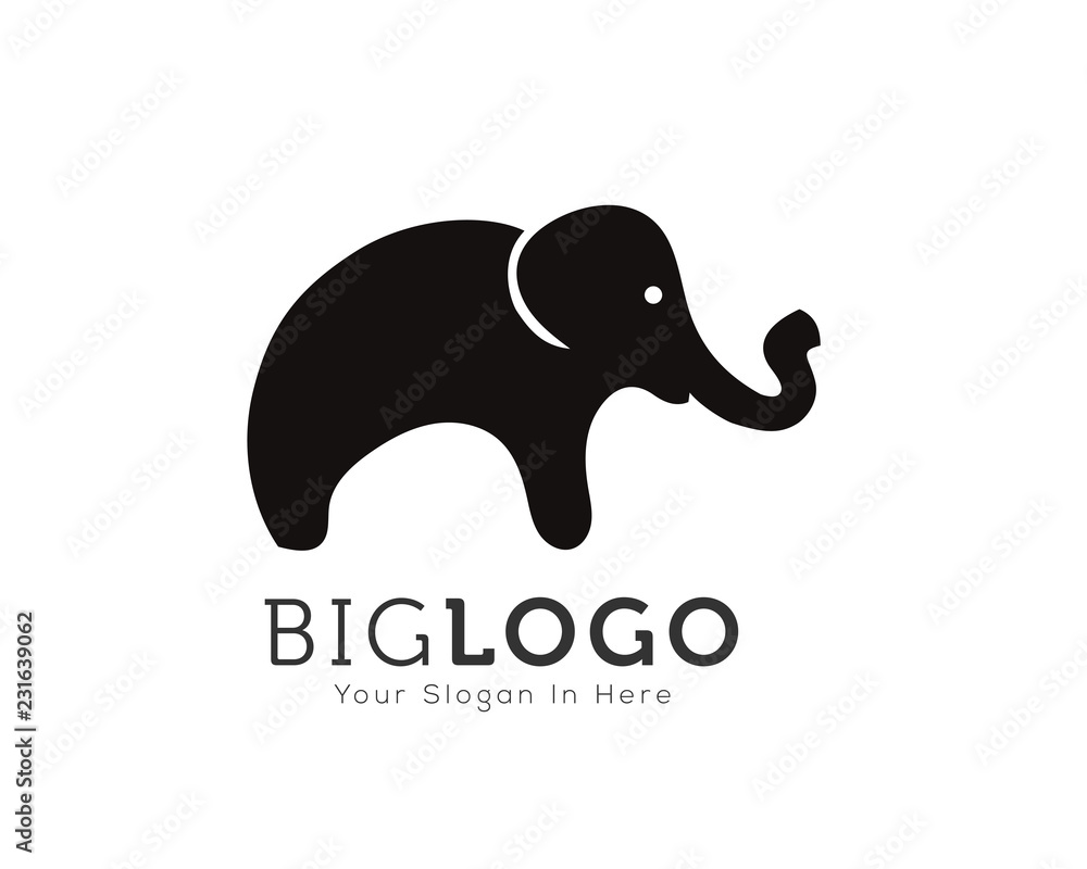Obraz premium Simple cartoon stand elephant logo, icon, symbol design inspiration