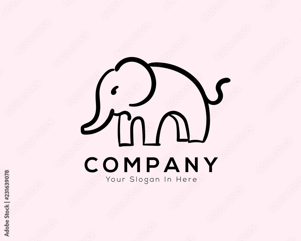 line art stand elephant logo design inspiration