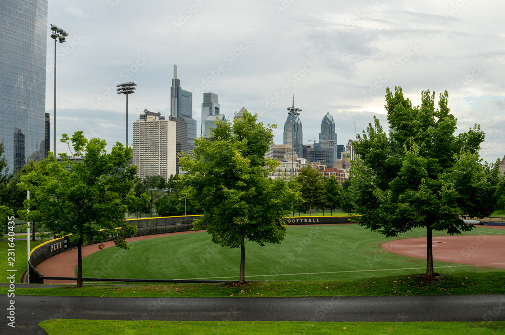 City Park with City Background