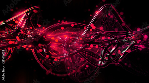 Fotografia Abstract futuristic bright red and pink molten glass waves and ripple