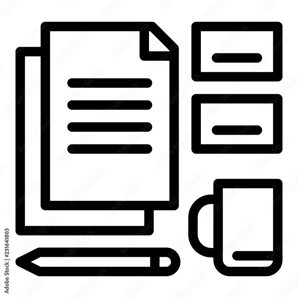 Office set tool icon. Outline office set tool vector icon for web design isolated on white background Office set tool icon. Outline office set tool vector icon for web design isolated on white background
