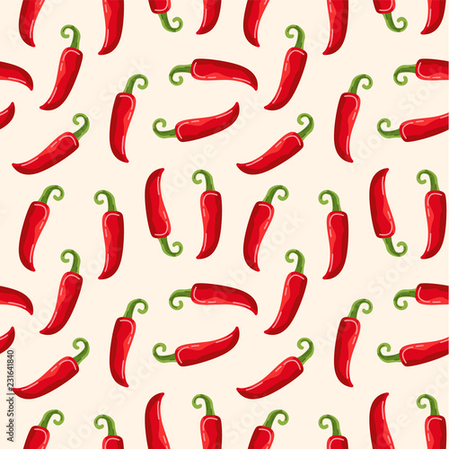 Spicy hot pepper seamless pattern composition.