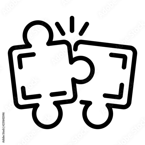 Puzzle teamwork icon. Outline puzzle teamwork vector icon for web design isolated on white background