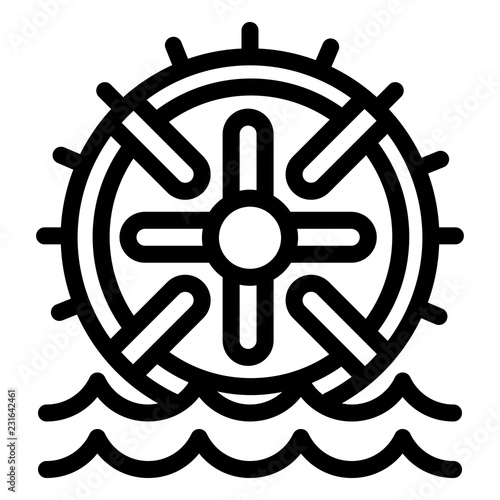 Water wheel energy icon. Outline water wheel energy vector icon for web design isolated on white background