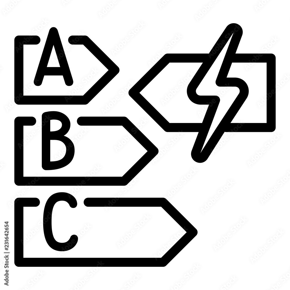 Energy class icon. Outline energy class vector icon for web design isolated on white background Energy class icon. Outline energy class vector icon for web design isolated on white background
