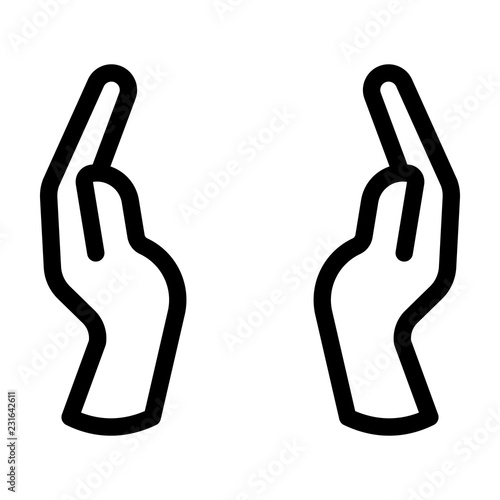 Hands keep icon. Outline hands keep vector icon for web design isolated on white background