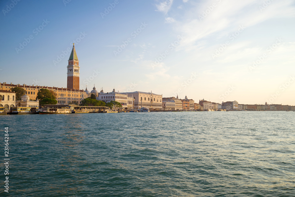 Panorama of the historic center of Venice on a sunny day. Italy
