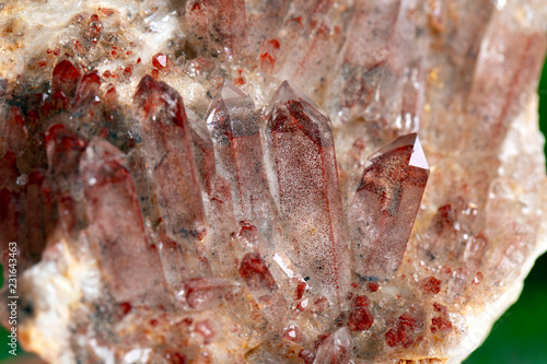 Red quartz, Beautiful mineral specimen gem quartz stonre rock photo