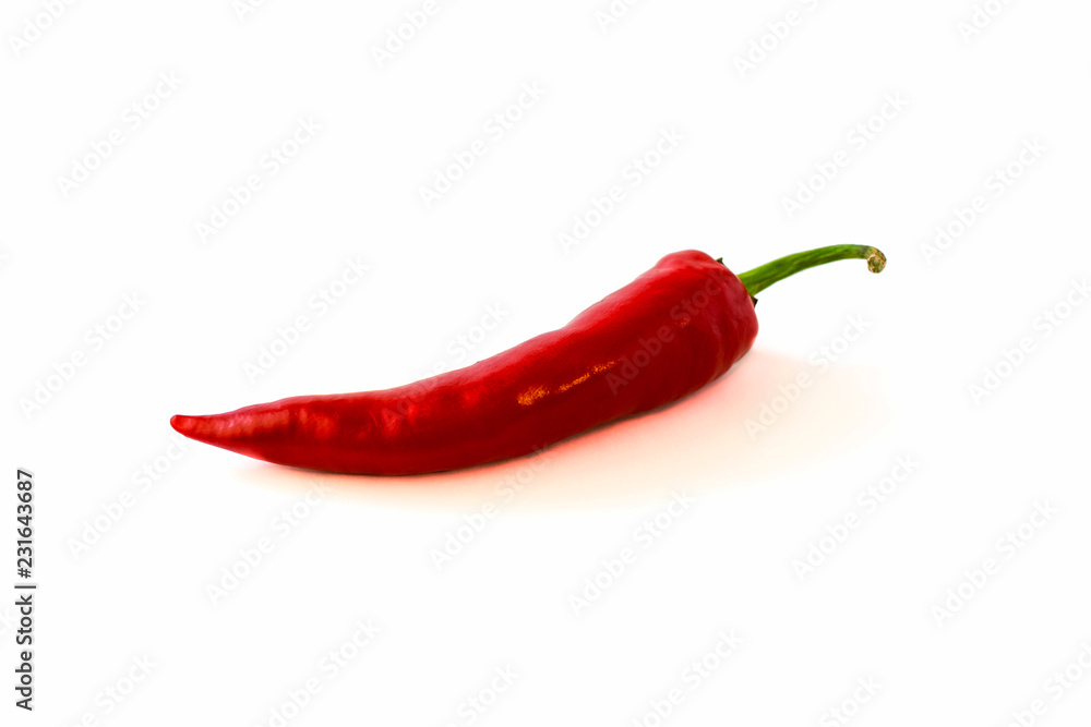 Red chilly hot pepper on white