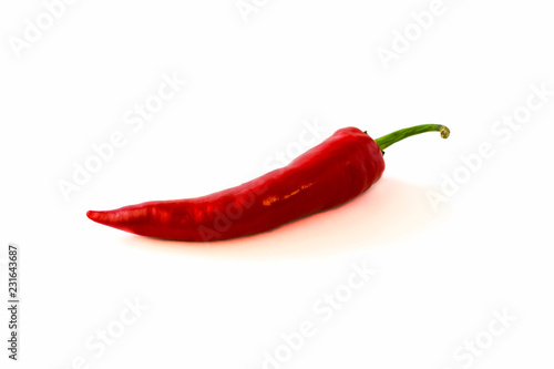 Red chilly hot pepper on white