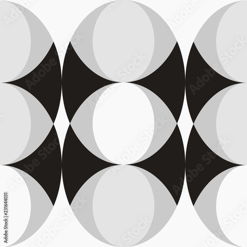 Circle and semicircle abstract vector pattern, geometric background