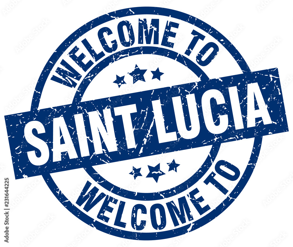 welcome to Saint Lucia blue stamp welcome to Saint Lucia blue stamp