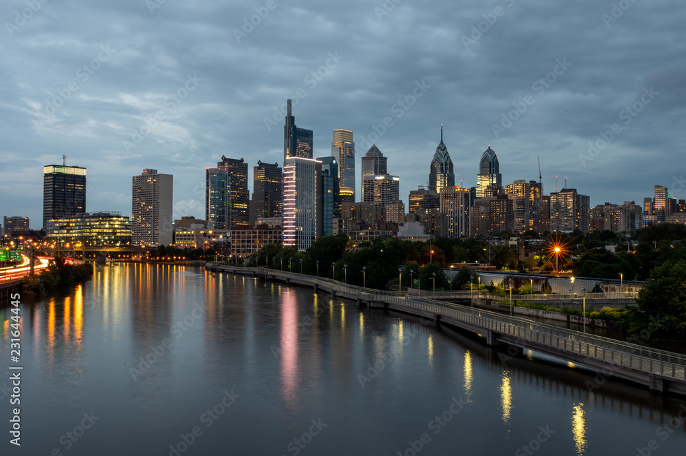 Fototapeta Philadelphia Skyline Reflected in the River