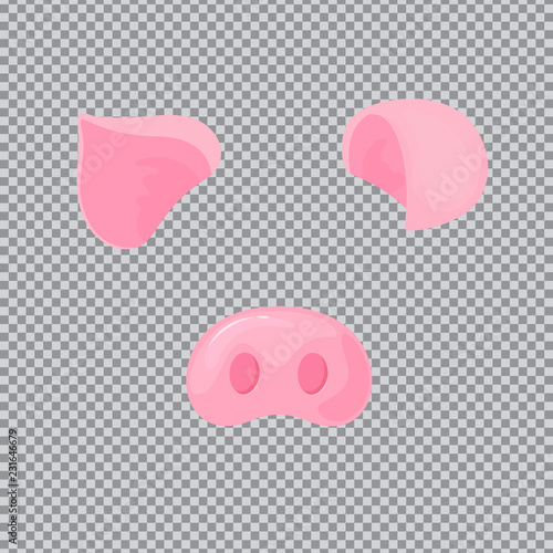 Pig's nose and ears. Carnival mask for the New Year 2019.