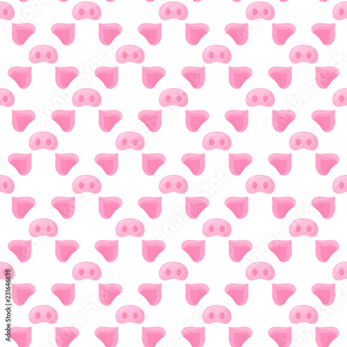 Pig's nose and ears. Festive seamless pattern for the New Year 2019.