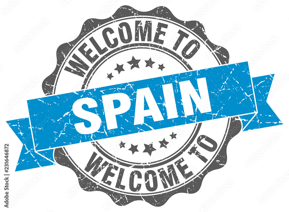 Obraz premium Spain round ribbon seal