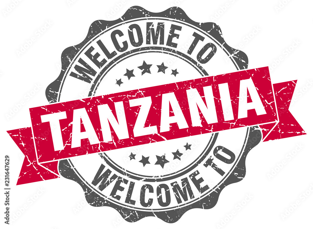 Fototapeta premium Tanzania round ribbon seal