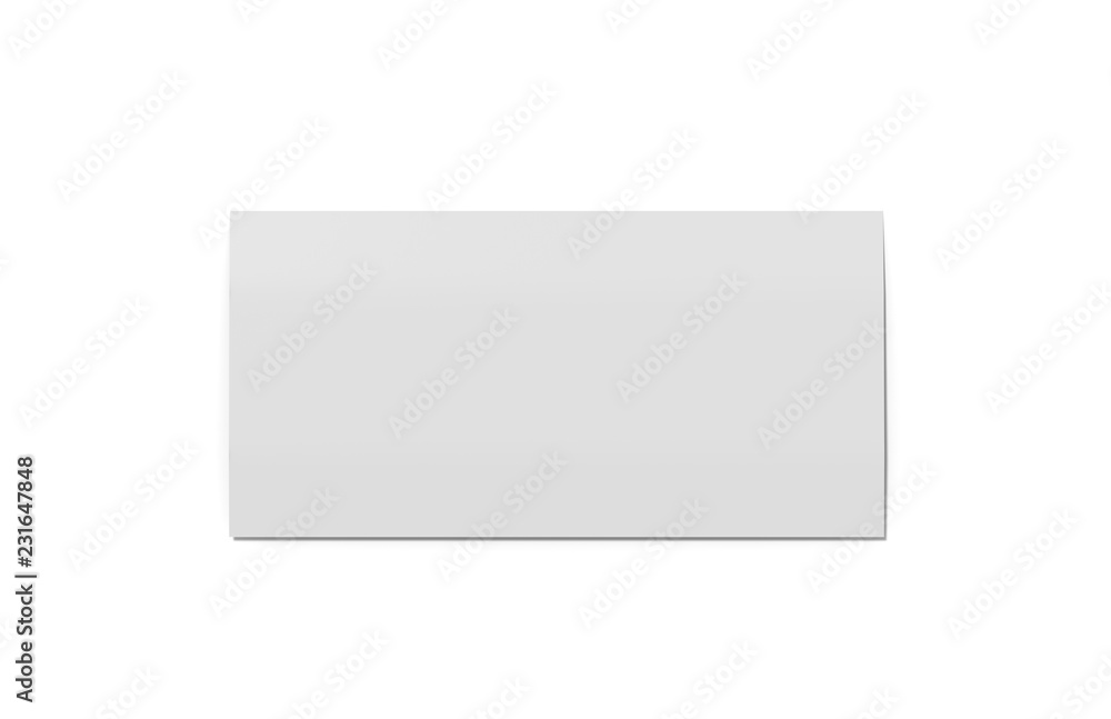 Bi-fold dl horizontal brochure, mock up template on isolated white background, ready for design presentation, 3d illustration Bi-fold dl horizontal brochure, mock up template on isolated white background, ready for design presentation, 3d illustration
