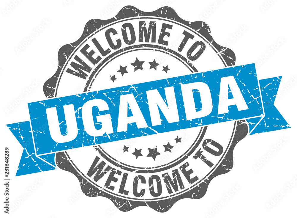 Fototapeta premium Uganda round ribbon seal