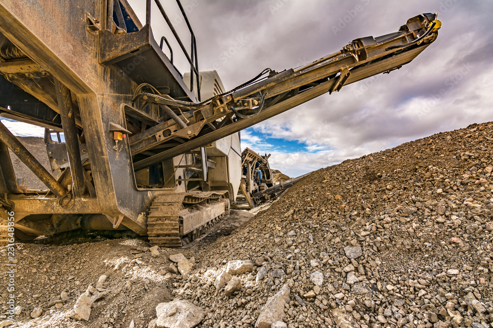 Machinery in a quarry for stone processing