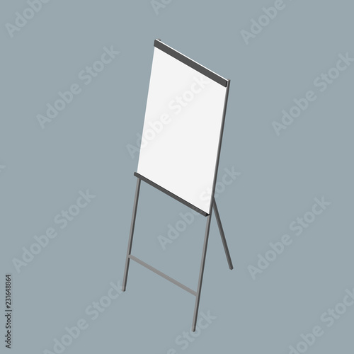 Empty flip chart. 3d Vector illustration.
