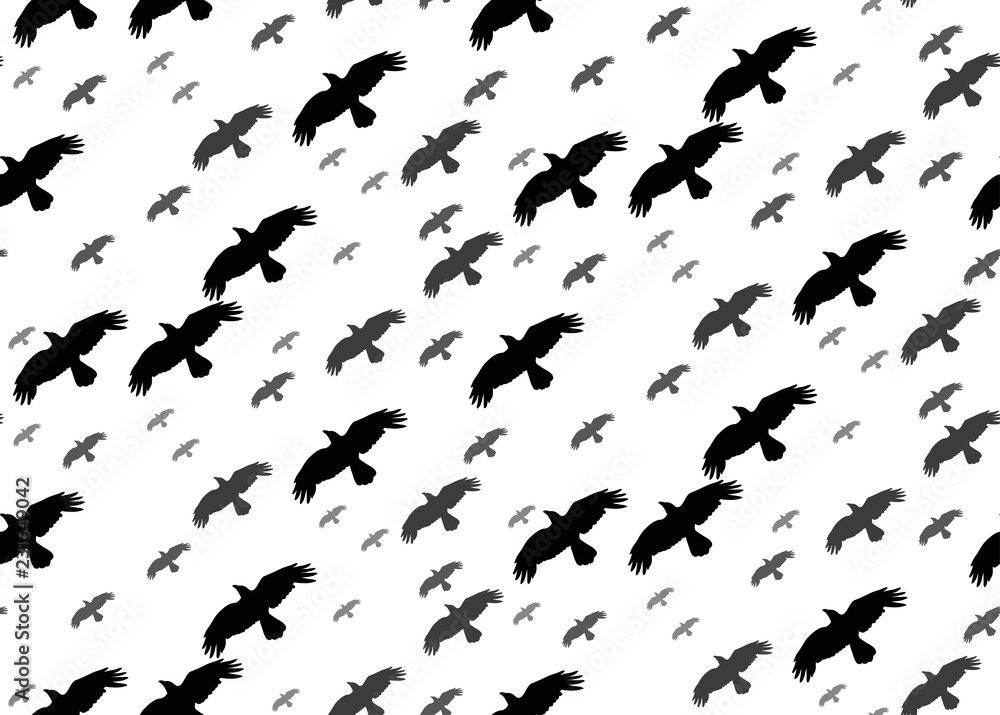 Fototapeta premium seamless background with silhouette of flying birds on a white background
