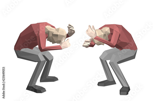 Low poly man hides himself....