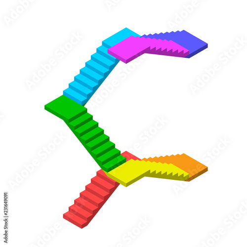 Staircase with levels. Isolated on white background. 3d Vector illustration.