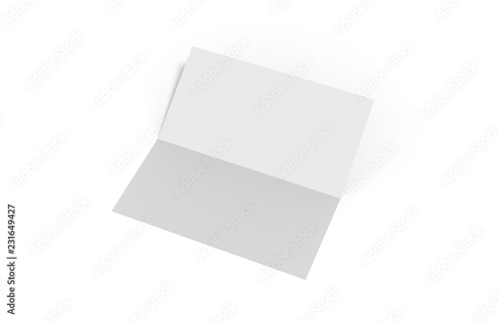 Bi-fold dl horizontal brochure, mock up template on isolated white background, ready for design presentation, 3d illustration Bi-fold dl horizontal brochure, mock up template on isolated white background, ready for design presentation, 3d illustration
