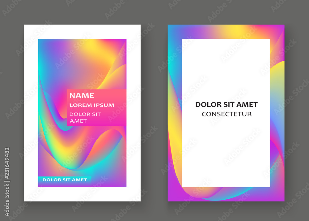 Fluid shapes. Wavy liquid background. Bright abstract backdrop concept. Trendy gradient waves design set template vector Poster Layout Magazine Flyer Banner Brochure Cover