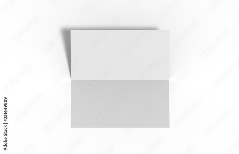 Bi-fold dl horizontal brochure, mock up template on isolated white background, ready for design presentation, 3d illustration Bi-fold dl horizontal brochure, mock up template on isolated white background, ready for design presentation, 3d illustration