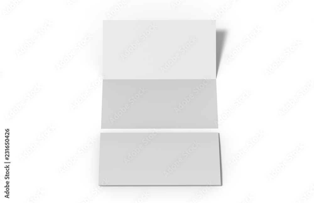 Bi-fold dl horizontal brochure, mock up template on isolated white background, ready for design presentation, 3d illustration