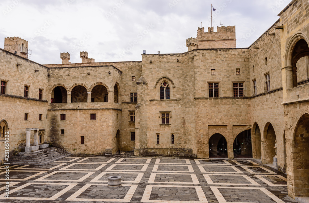 Sightseeing Of Rhodes. Grand masters Palace in Rhodes old town, Rhodes  island, Dodecanese Islands, Greece Stock Photo