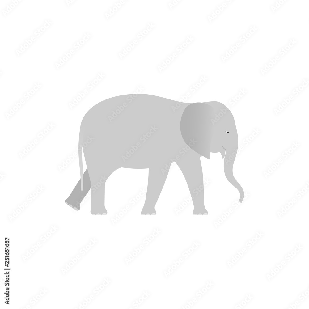 Fototapeta premium Elephant. Vector. Elephant in flat design. Zoo wild animal isolated. African fauna on white background. Cartoon Illustration.