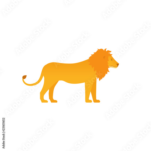 Fototapeta Naklejka Na Ścianę i Meble -  Lion. Vector. Leo in flat design. Zoo wild animal isolated. African fauna on white background. Cartoon Illustration.