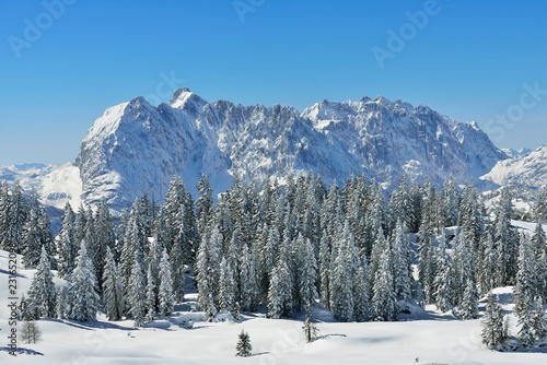 View from Fellhorn to Wilder Kaiser in winter, Reit im Winkl, Bavaria, Germany photo