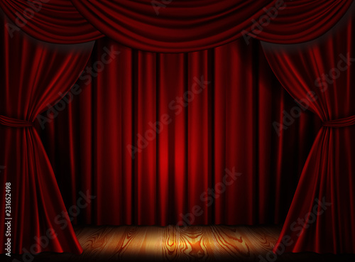 Red curtain.Vector illustration.