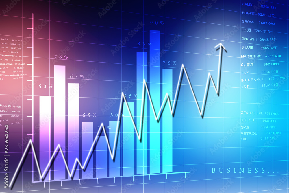 2d rendering Stock market online business concept. business Graph 2d rendering Stock market online business concept. business Graph