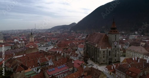 Wallpaper Mural Aerial view at old center of the city of Brasov, Transylvania. Torontodigital.ca
