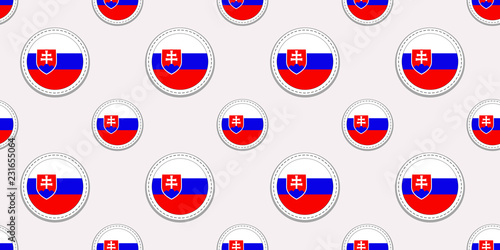 Slovakia round flag seamless pattern. Slovak background. Vector circle icons. Geometric symbols. Texture for sports pages, competition, games, travelling, school design elements. patriotic wallpaper.