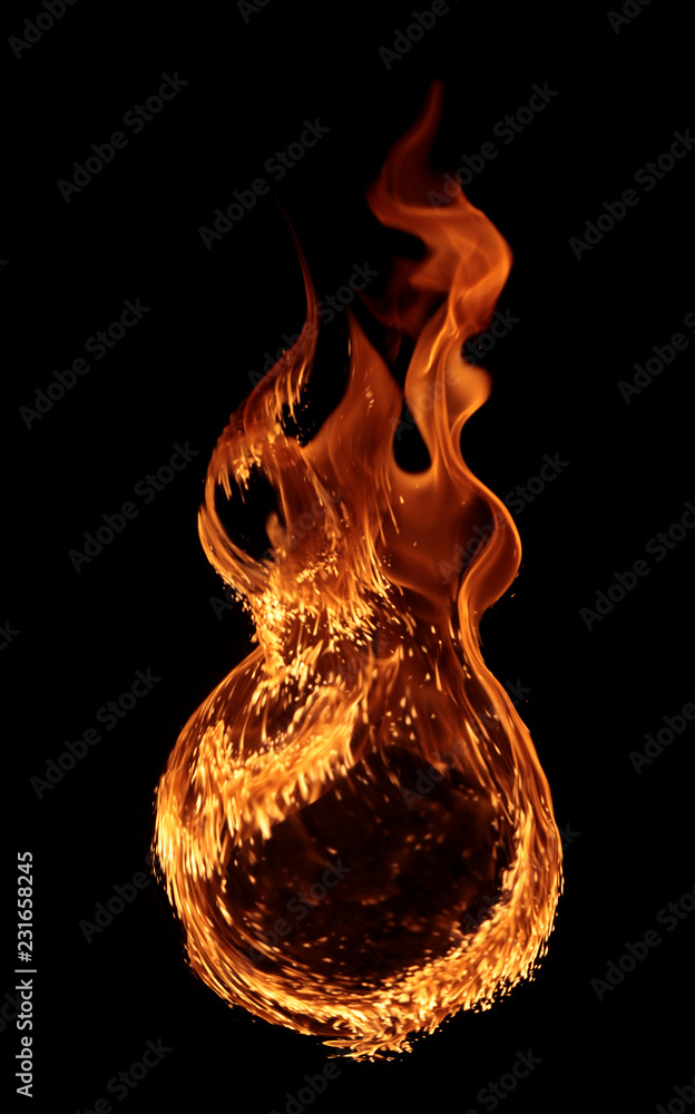 fire - a ring created by the flame and large burning flames on a black  background Stock Illustration | Adobe Stock