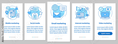 Marketing onboarding mobile app page screen with linear