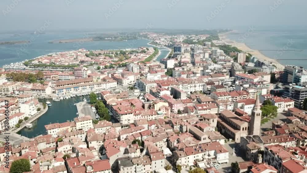 Aerial approach of Basilica in Grado, Italy. Aerial approach of Basilica in Grado, Italy.