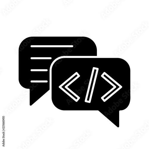 Chatbot coding glyph icon