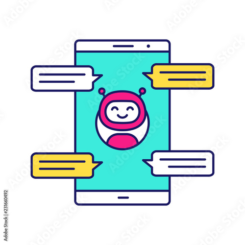 Chatbot with speech bubbles color icon