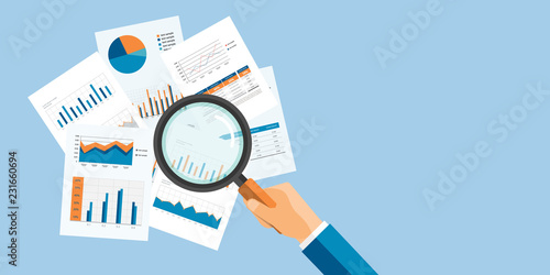 vector web banner for business  analytic finance graph report and business investment planning concept
 photo