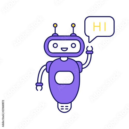 Chatbot saying hi color icon