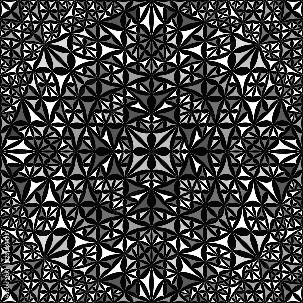 Grey seamless kaleidoscope pattern background design - abstract tribal vector wallpaper graphic with curved shapes Grey seamless kaleidoscope pattern background design - abstract tribal vector wallpaper graphic with curved shapes