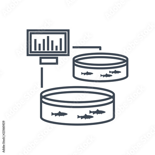 thin line icon pool for breeding fish, fish farming